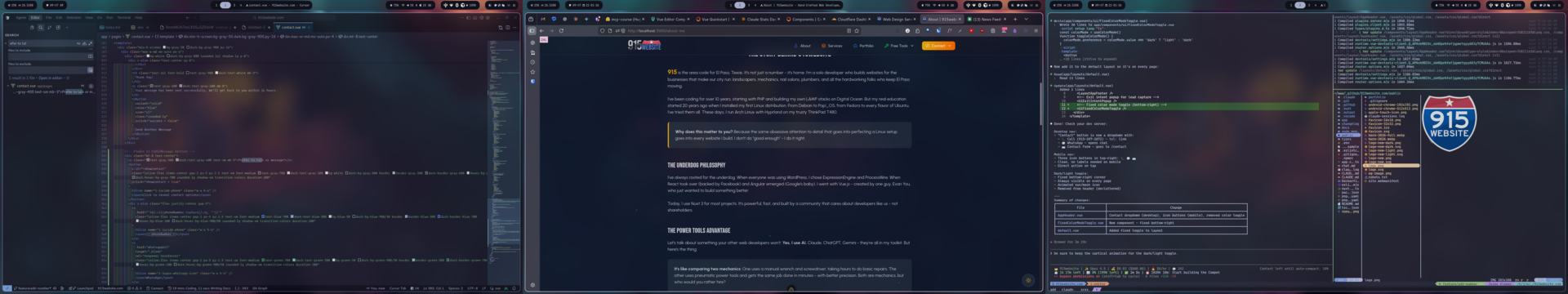 My development setup: ThinkPad T480 with triple monitors running Arch Linux and Hyprland